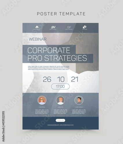 Vector template for brand identity collection, poster template fie webinar