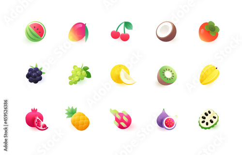 Fototapeta Naklejka Na Ścianę i Meble -  Collection of vector icons, fruits and berries illustrations, part 2