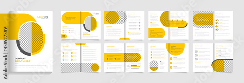 Company profile brochure template design, creative modern shapes premium vector