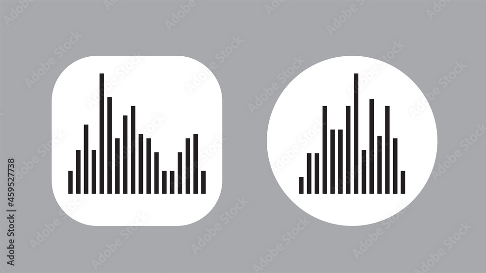Two Icons Design with Waves of the equalizer. EQ Vector Illustration. Voice Memo Recorder Icon. Two Icons Design with Waves of the equalizer. EQ Vector Illustration. Voice Memo Recorder Icon.