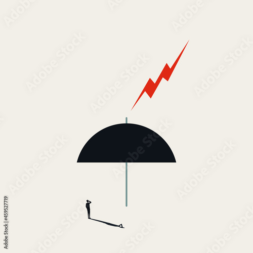 Business insurance and protection vector concept. Symbol of umbrella as shield against damage. Minimal illustration.