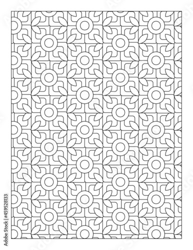 Geometric Pattern Coloring Pages for Coloring Book in Black and withe 