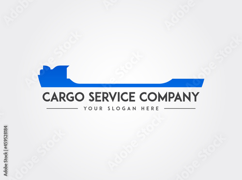 Cargo Vessel Ship Logo Design. Container ship vector design. Shipping boat logotype.