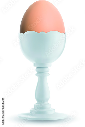 Brown egg on stand isolated on white background. Vector EPS-10