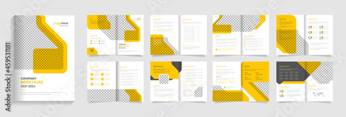 Modern business brochure template design with creative shapes premium vector