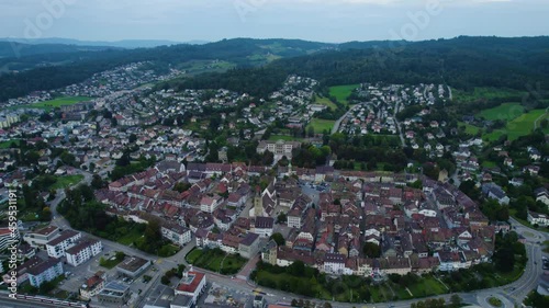 Aerial view of the old town of the city Zofingen in Switzerland on a late afternoon in summer photo