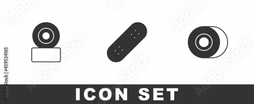 Set Skateboard wheel, and icon. Vector
