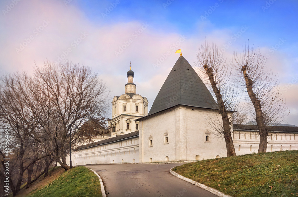 Archangel temple and tower in the Andronikov monastery in Moscow