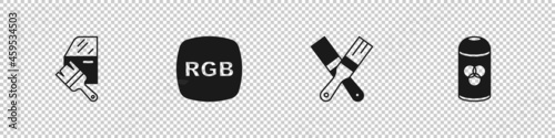 Set Car painting, RGB, Paint brush and spray can icon. Vector