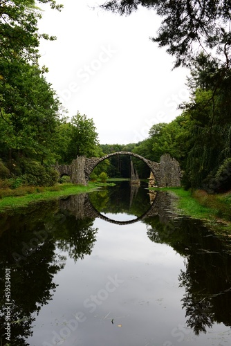 stone bridge on the river in the forest