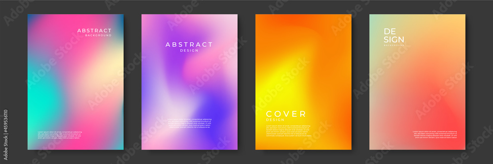 Blurred backgrounds set with modern abstract blurred color gradient patterns. Templates collection for brochures, posters, banners, flyers and cards. Vector illustration.