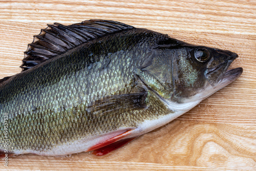 fresh fish on a wooden board, sweden, nacka