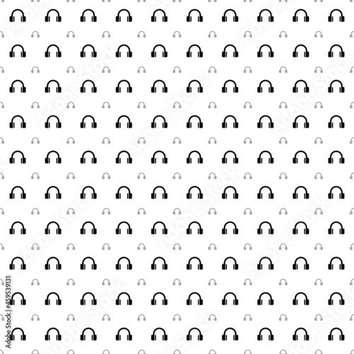 Square seamless background pattern from geometric shapes are different sizes and opacity. The pattern is evenly filled with big black headphones symbols. Vector illustration on white background
