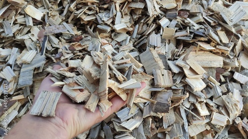 Alternative fuel, ecological fuel, biofuel Wood sawdust, sawdust close-up background. Sawdust texture 