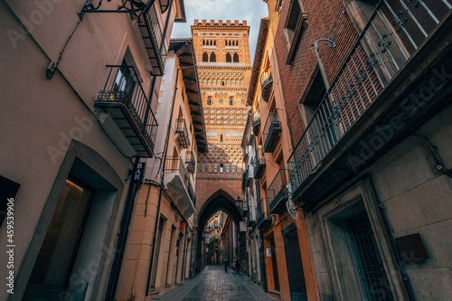 teruel, Spain. 29th august, 2021: square of el torico in teruel mudejar city,Spain