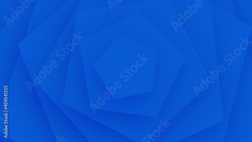 Pentagon over a blue backdrop. Animated blue and dark geometric pattern. Abstract modern background with pentagon in bright blue colors, looped animation. Seamless loop.4K, UHD, Ultra HD