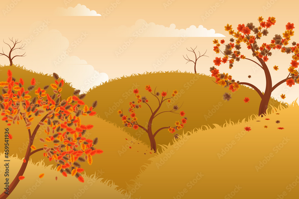 Autumn background in flat style. Vector.