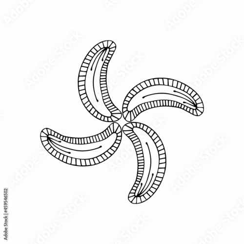 Patterned curls close-up on a white background. Fragments of vector graphics. Material for creating ornaments and seamless designs.