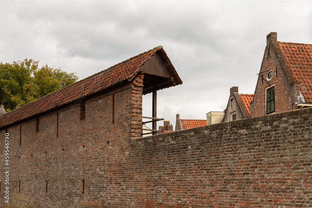 Old city wall of the medieval Hanseatic city of Harderwijk, Netherlands.