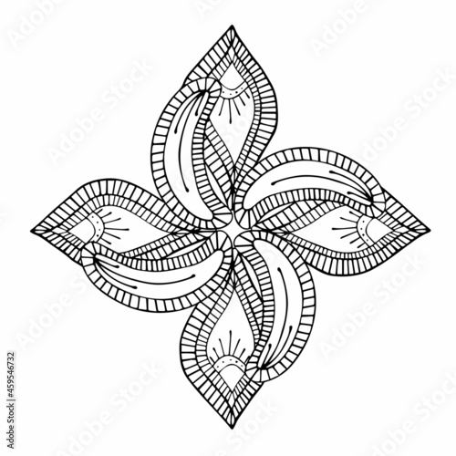 Patterned curls close-up on a white background. Fragments of vector graphics. Material for creating ornaments and seamless designs.