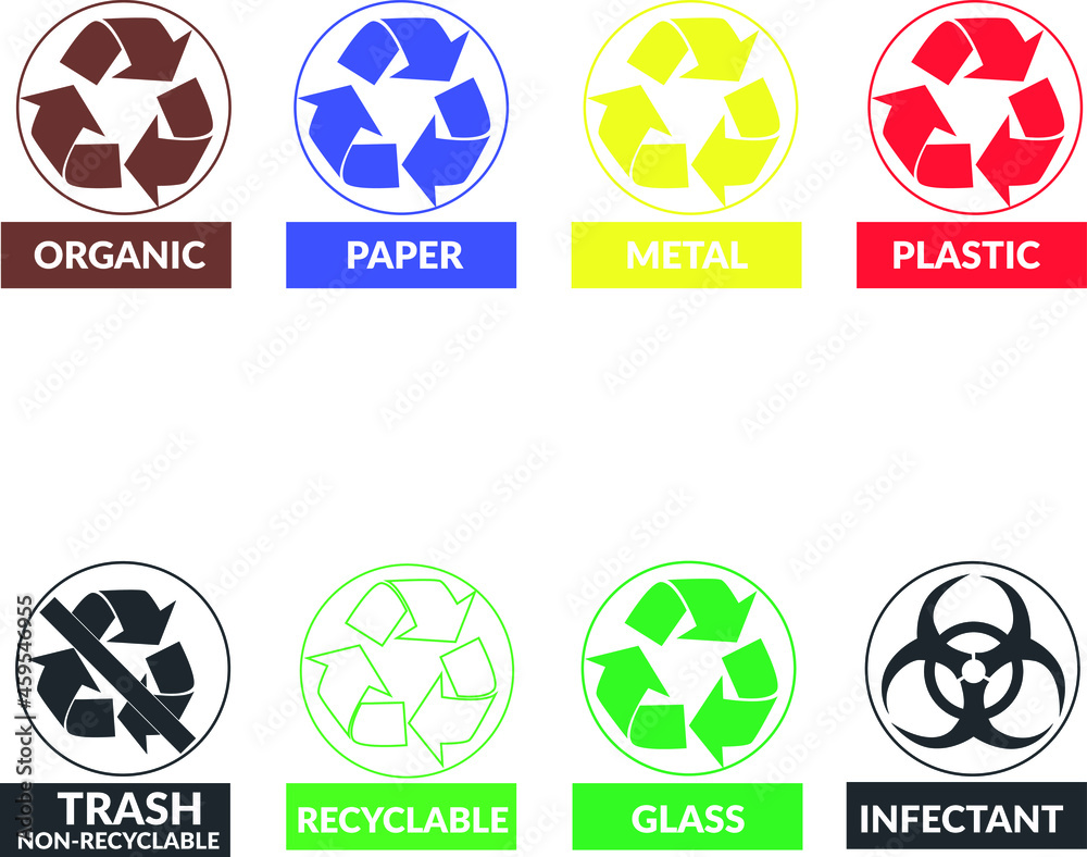Vectorized recycling symbols, vector illustration.