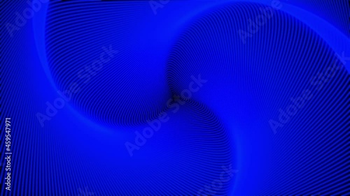 Psychedelic optical illusion of blue color. Abstract hypnotic animated background. Spiral geometric Wallpaper with loops