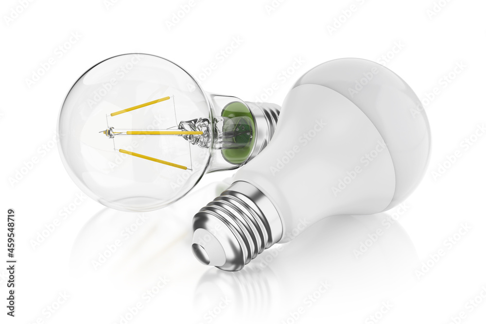 LED filament bulbs isolated on white. 3D rendering illustration. LED filament bulbs isolated on white. 3D rendering illustration.