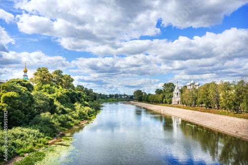 The Vologda River and the Church of St. John Chrysostom on a summer sunny day