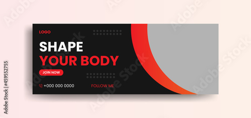 Fitness Gym sports facebook cover banner Template Instagram social media web banner post.
Cover Web Banner Social Media Design Template Vector. Creative and corporate cover design. Abstract banner des photo