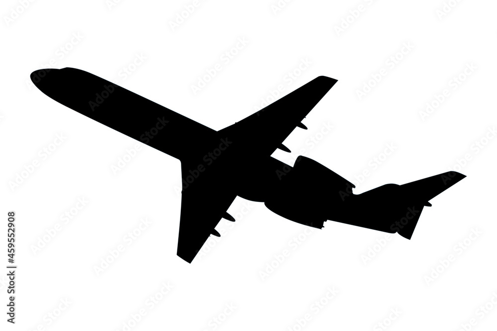 Silhouette of passenger plane taking off Silhouette of passenger plane taking off