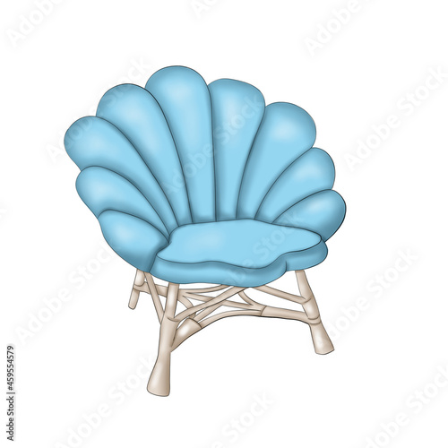 Shell Chair Background Hand Drawn Illustration 