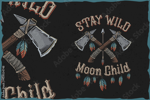 Stay wild moon child - tshirt vector illustration photo