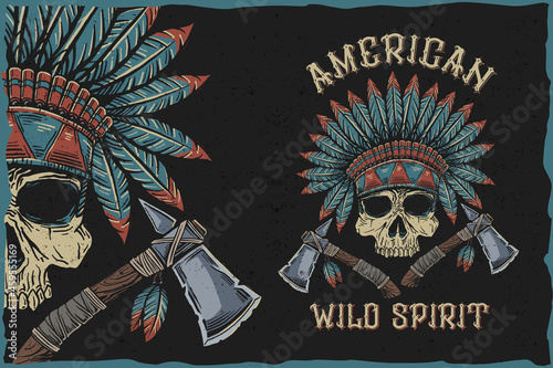 American wild spirit - tshirt vector illustration