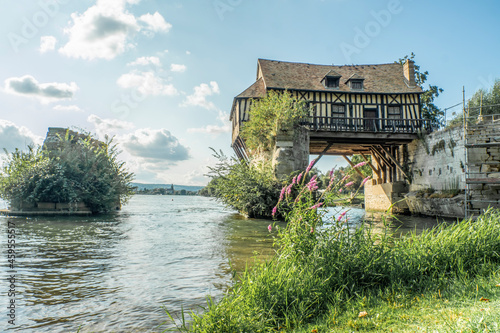 The old mill on the medieval bridge at Vernon, Normandy, france