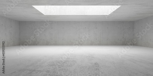 Empty modern abstract concrete room with open ceiling light, product presentation template background