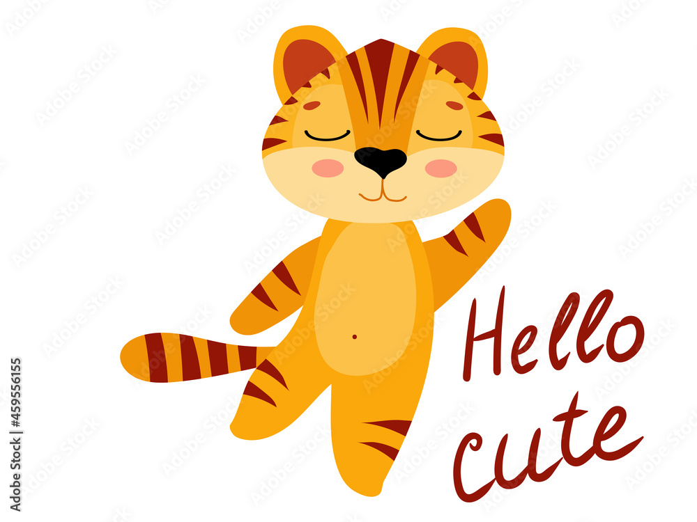 Cute tiger cub Symbol of the new year. Year of the tiger. Ginger tabby kitten. Vector illustration isolated on white background. Cute tiger cub Symbol of the new year. Year of the tiger. Ginger tabby kitten. Vector illustration isolated on white background.
