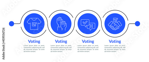 Voting presentation design elements. Agitation vector infographic template. Data visualization with four steps. Workflow layout with linear icons