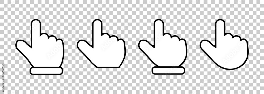 Pointer click icon. Clicking cursor, pointing hand clicks and waiting loading icons. Website arrows or hands cursors tools, computer interface button. Vector isolated symbols collection EPS Pointer click icon. Clicking cursor, pointing hand clicks and waiting loading icons. Website arrows or hands cursors tools, computer interface button. Vector isolated symbols collection EPS