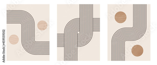 Mid century modern minimalist art print with organic geometric shape.