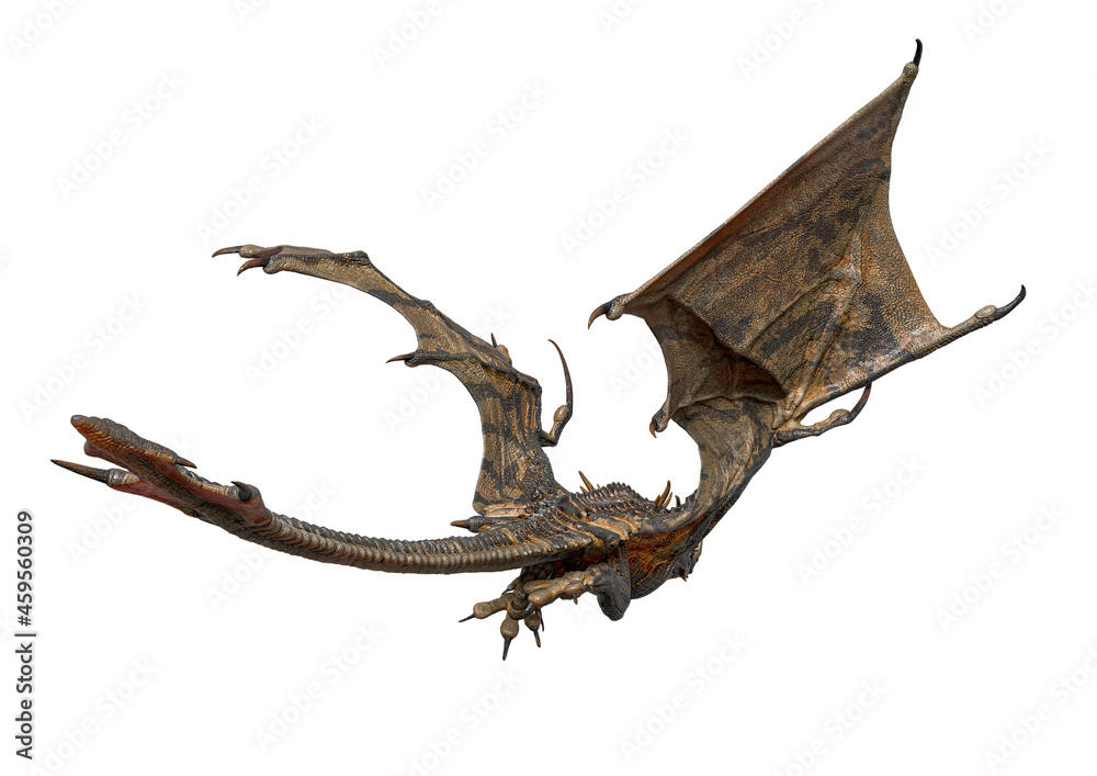 Naklejka premium magic dragon is flying away rea view