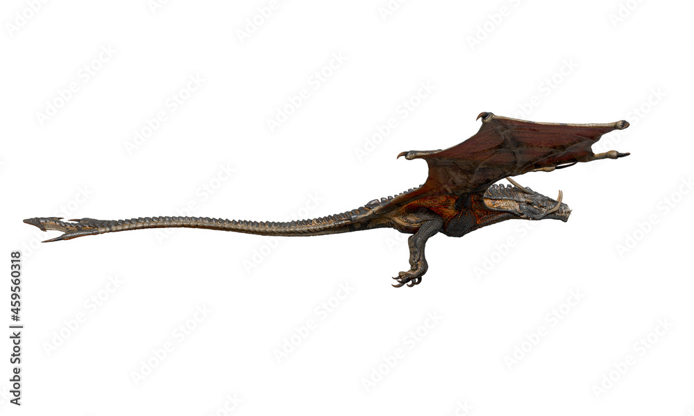 Naklejka premium magic dragon is flying side view