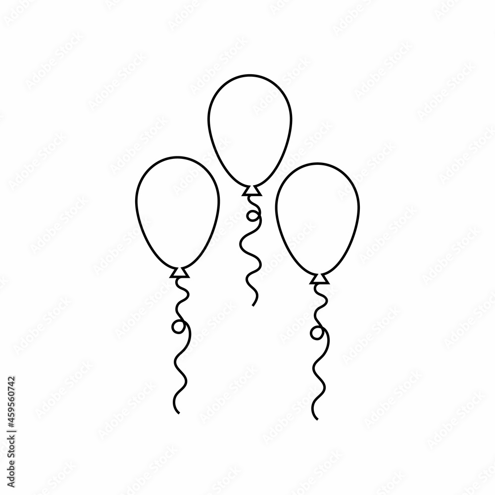 balloons drawing, outline for coloring book, vector illustration