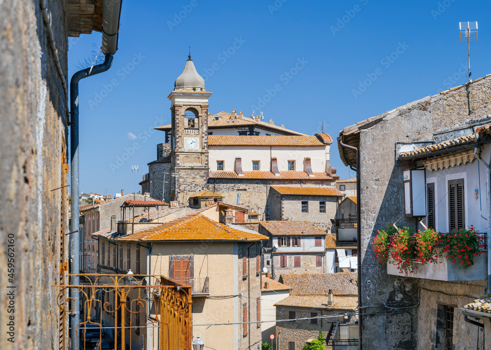 italian city Gradoli with old architecture in summer day under blue sky
