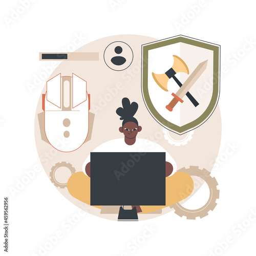 MMORPG abstract concept vector illustration. Browser MMORPG, massive multiplayer game, online pc role-playing games, story-driven quest, gaming app, avatar player scenario abstract metaphor.