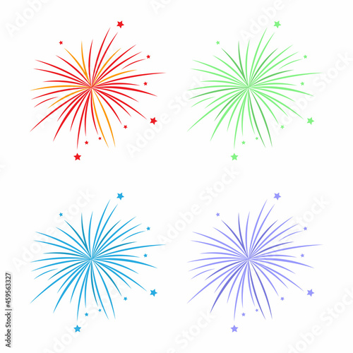 Obraz na płótnie set of colorful fireworks on white background, vector illustration w salonie