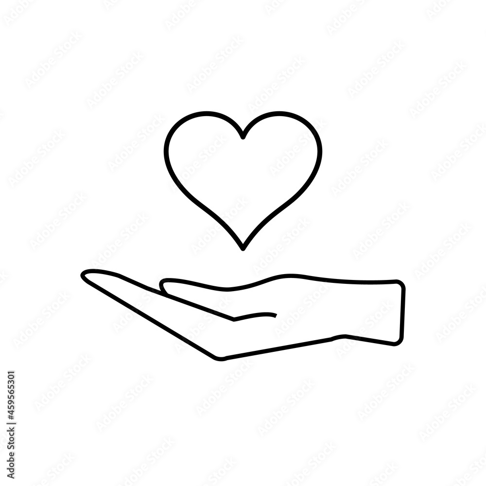 Hand Holding Heart Icon, Give Love Symbol, Volunteer Sign Hand Holding Heart Icon, Give Love Symbol, Volunteer Sign