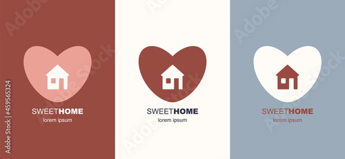 Love House Icon, Home Care Symbol, Sweet Home Heart Sign