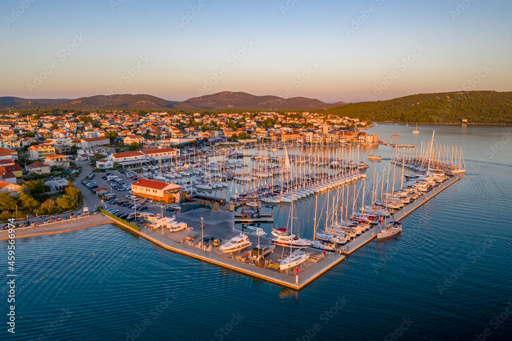 Croatia - Pirovac - landscape with the marina from drone view