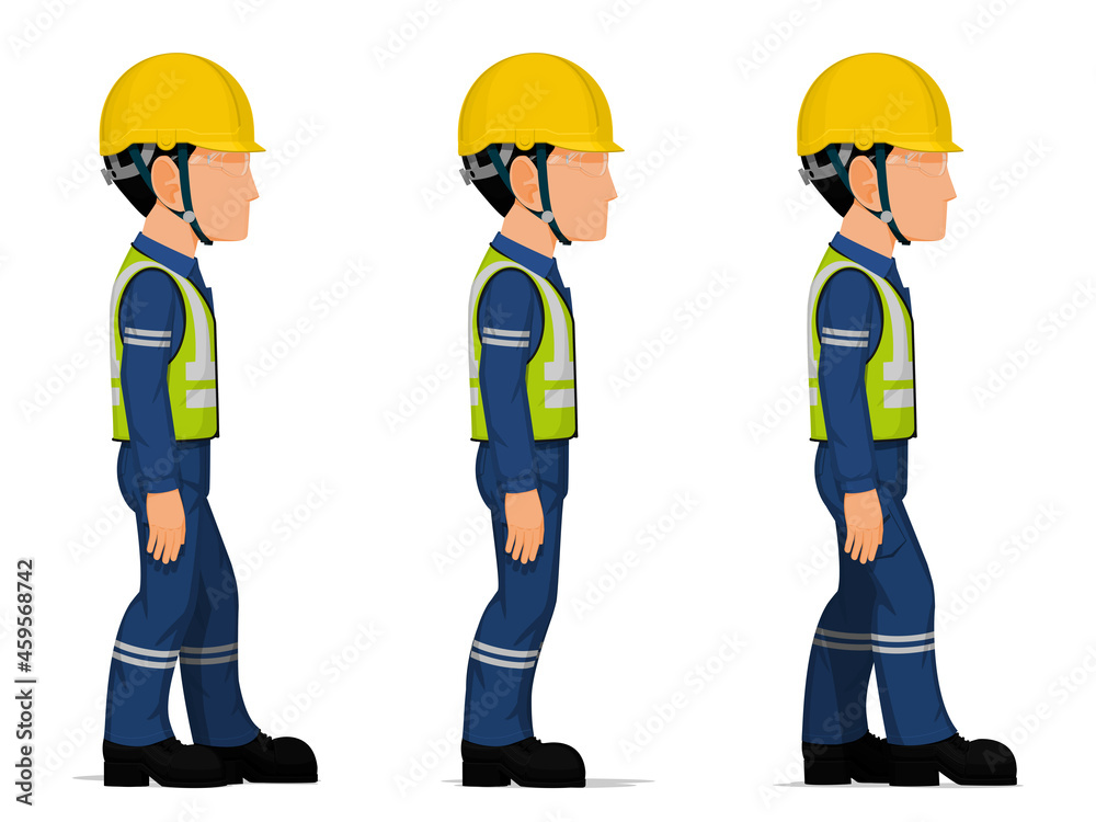 Set of workers are looking straight ahead on white background Set of workers are looking straight ahead on white background