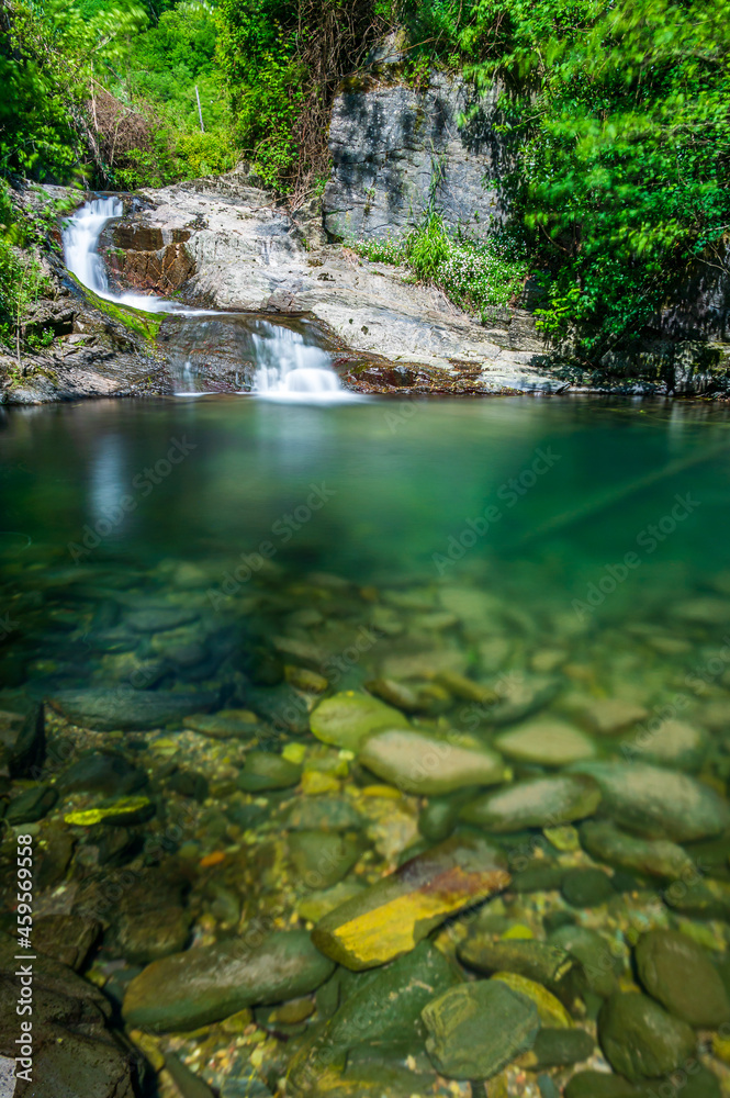 Fototapeta premium Little Pond and Waterfall in Liguria